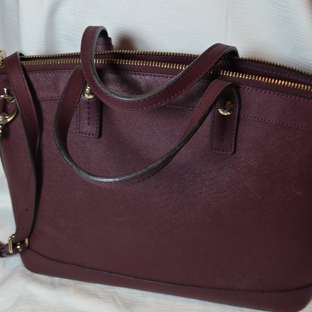 HENRI BENDEL RSG Plum Satchel with Gold Accents - Picture 6 of 8